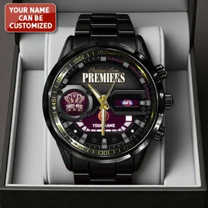 Personalized Brisbane Lions 2026 AFL Premiers Black Stainless Steel Watch - TANTN25850