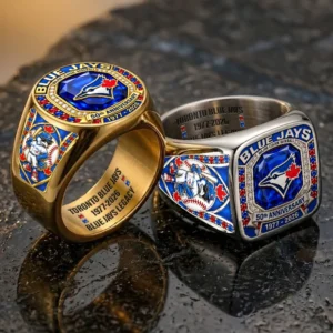Toronto Blue Jays 50th Anniversary 3D Engraved Ring - TANTN25615