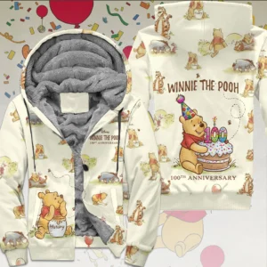 Winnie-the-Pooh 100th Anniversary 3D Fleece Zip Hoodie - TMTHU9424