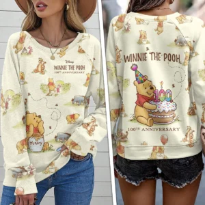 Winnie-the-Pooh 100th Anniversary Round Neck Raglan Sleeve Sweatshirt – TMTHU9257