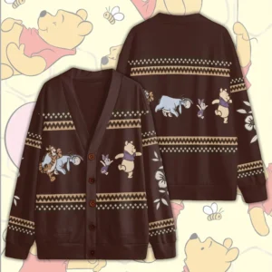 Winnie-the-Pooh Knitted V-neck Cardigan - TMTHU9506