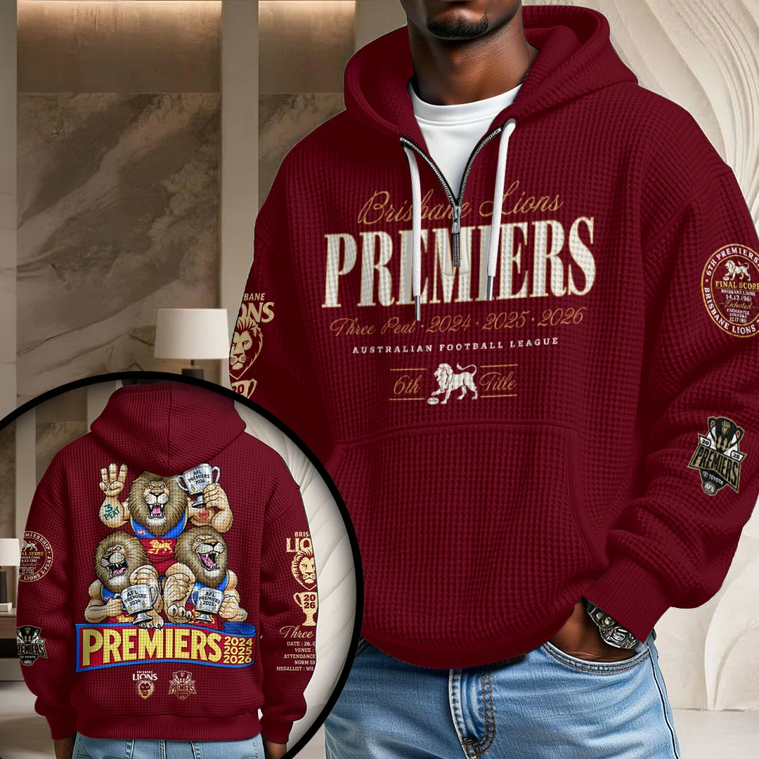 Brisbane Lions 2026 AFL Premiers 3D Unisex Waffle Hoodie - HOATT21471