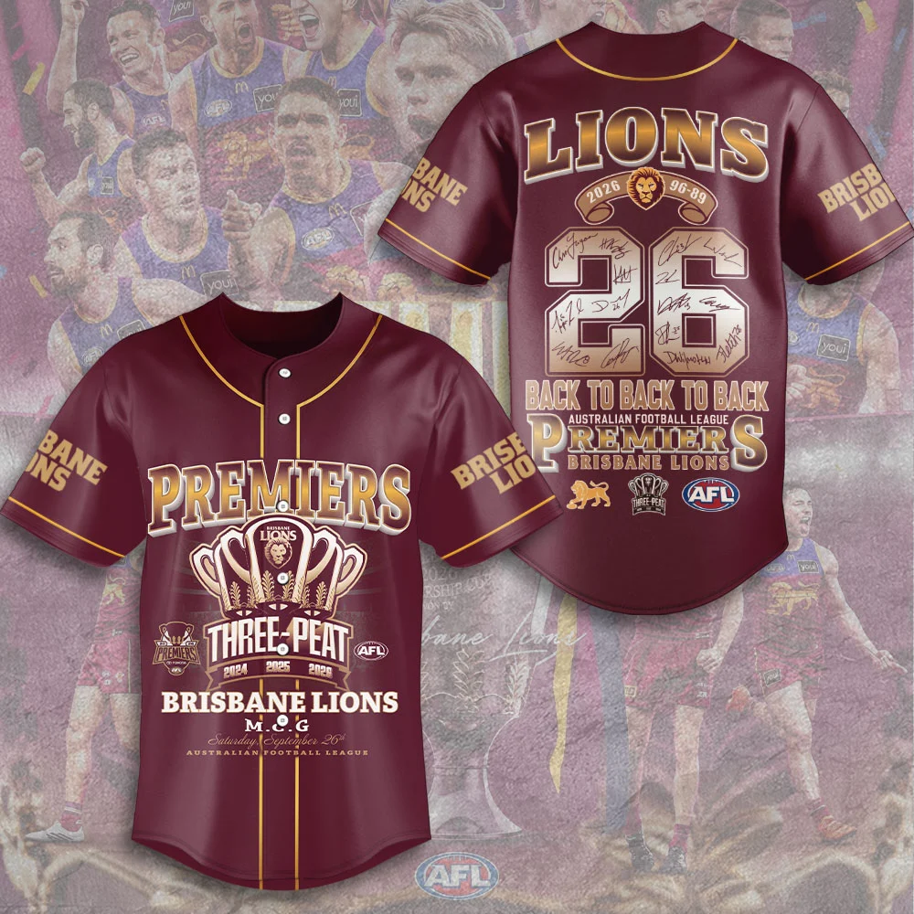 Brisbane Lions 2026 AFL Premiers Baseball Jersey - TMTHU10018