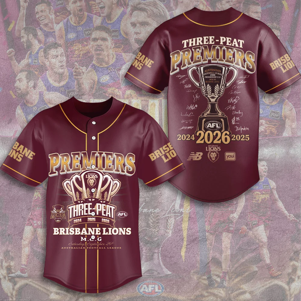 Brisbane Lions 2026 AFL Premiers Baseball Jersey - TMTHU10019
