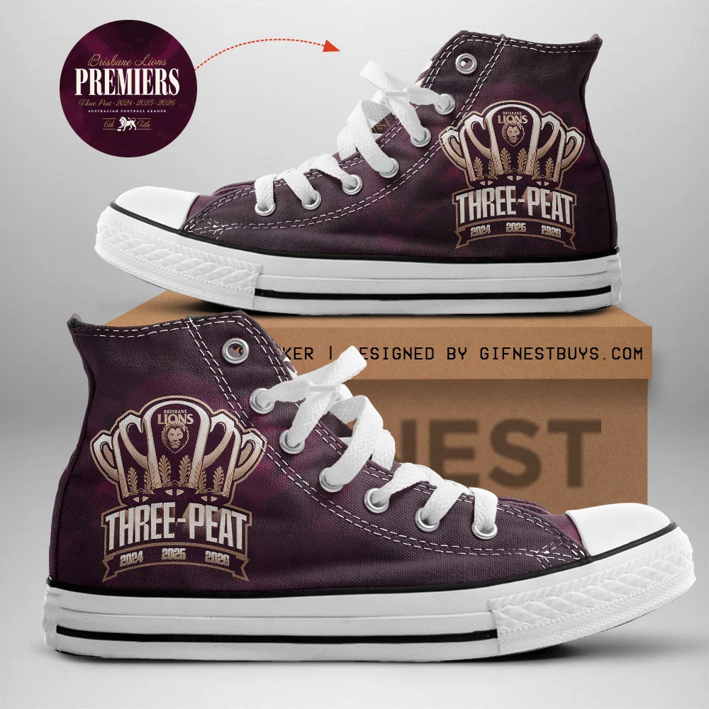 Brisbane Lions 2026 AFL Premiers High Top Canvas Shoes – TANTN25910