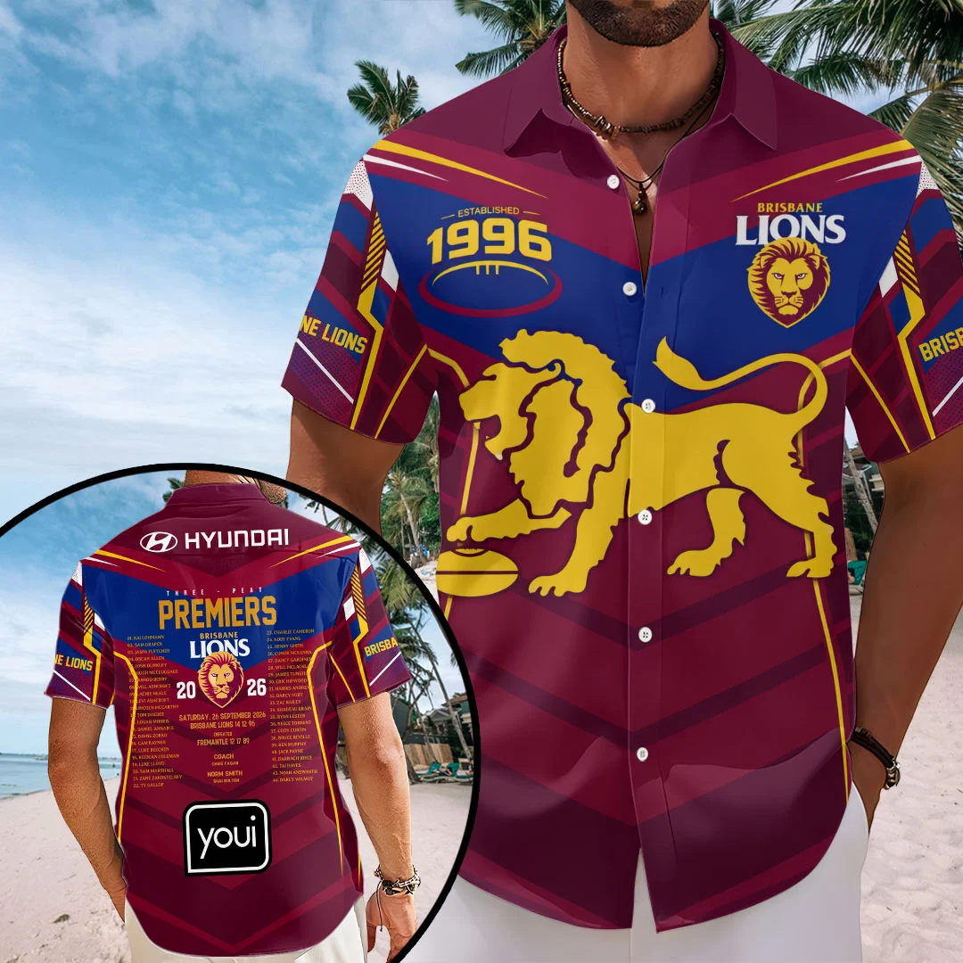 Brisbane Lions 2026 AFL Premiers Short Sleeve Button-Down Shirt - HOATT26734