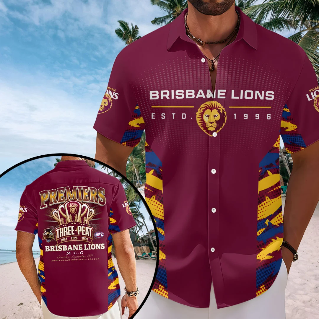 Brisbane Lions 2026 AFL Premiers Short Sleeve Button-Down Shirt - HOATT26735