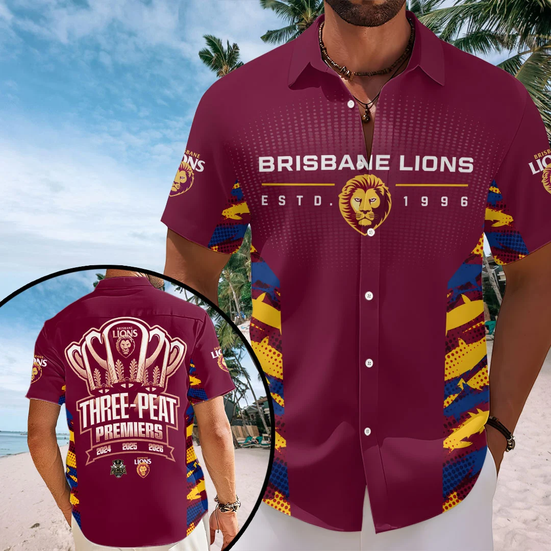 Brisbane Lions 2026 AFL Premiers Short Sleeve Button-Down Shirt - HOATT26736