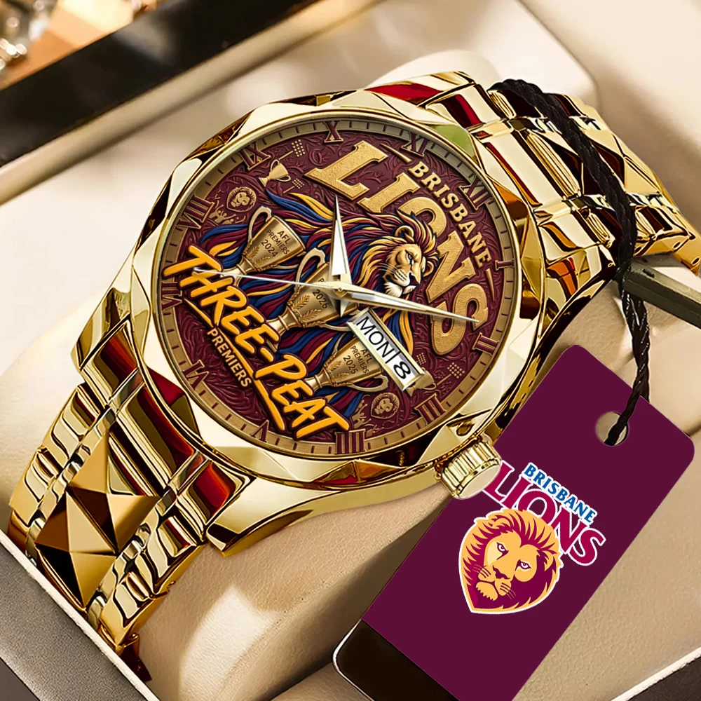Brisbane Lions Threepeat Premiers Alloy Luxury Quartz Watch - TMTHU9718