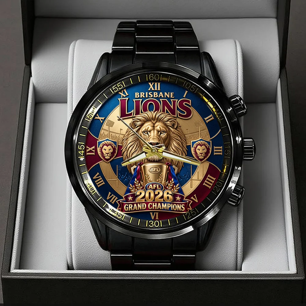 Brisbane Lions Threepeat Premiers Black Stainless Steel Watch - TMTHU9739