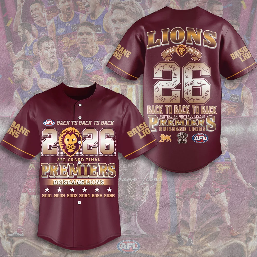 Brisbane Lions 2026 AFL Premiers Baseball Jersey - TMTHU10082