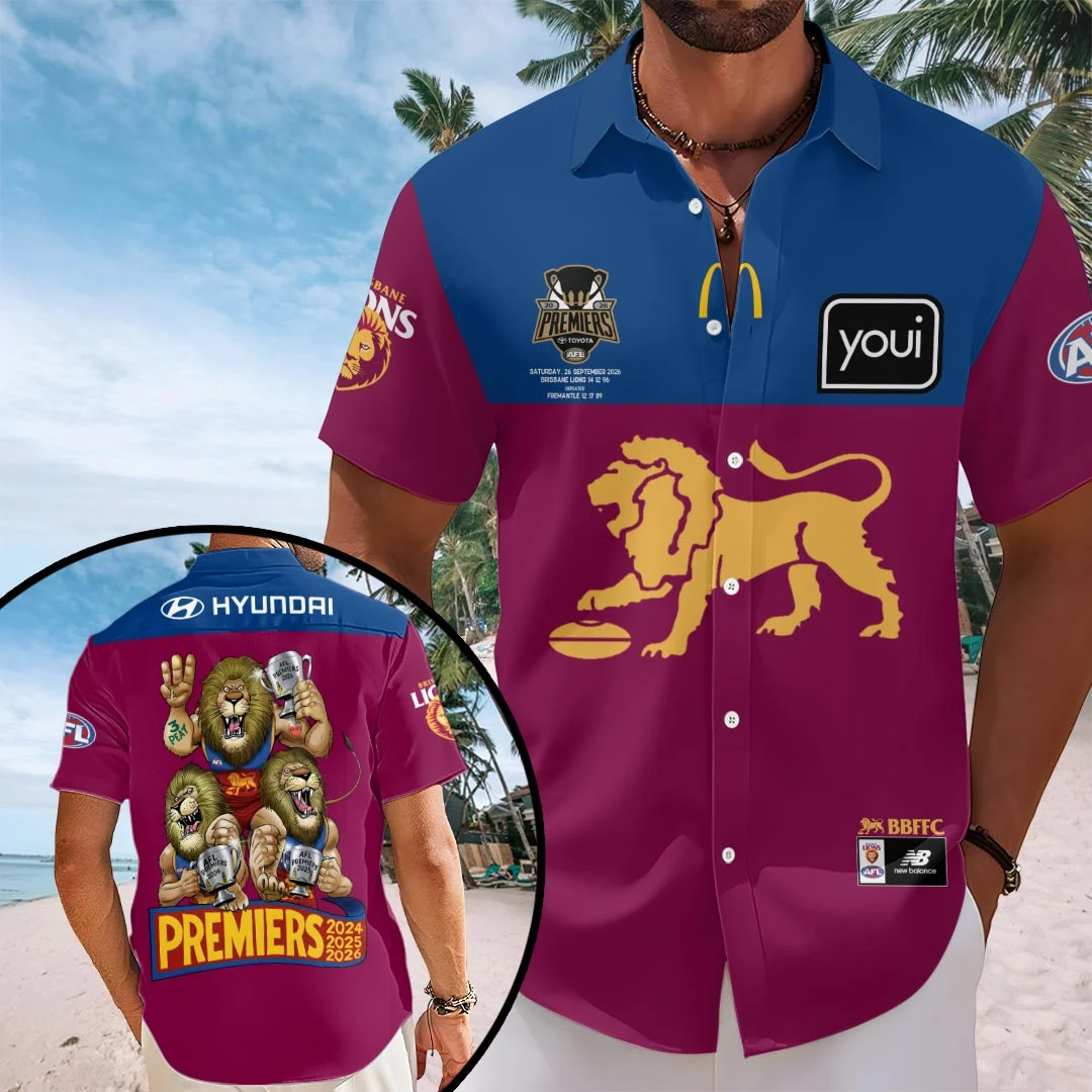 Brisbane Lions 2026 AFL Premiers Short Sleeve Button-Down Shirt - HOATT21528