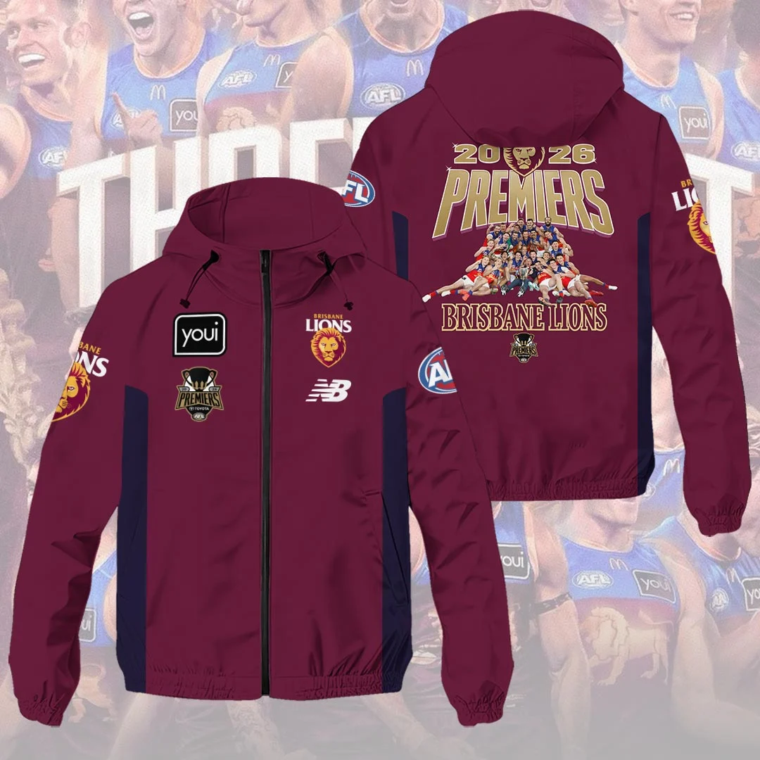Brisbane Lions 2026 AFL Premiers 3D Windbreaker Jacket - HOATT21618