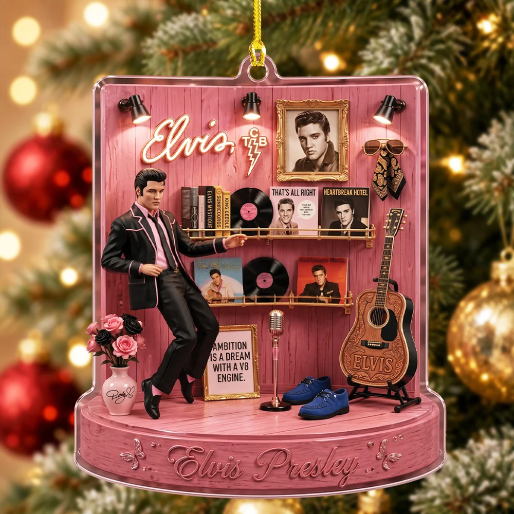 Elvis Presley Custom Shape 2-side Printed Acrylic Ornament - TMTHU9928