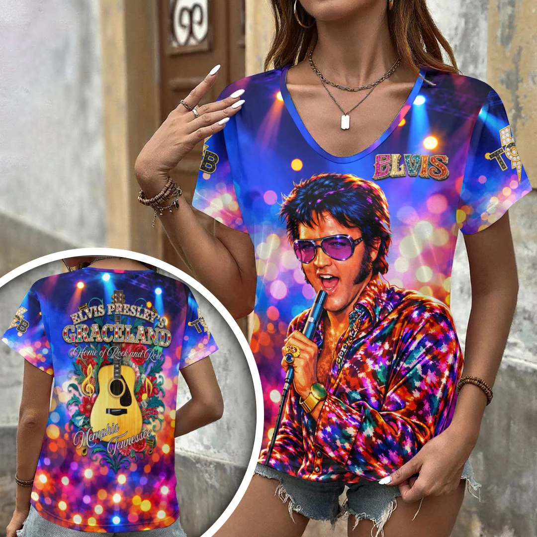 Elvis Presley 3D Women’s V-Neck T-Shirt - HOATT21602