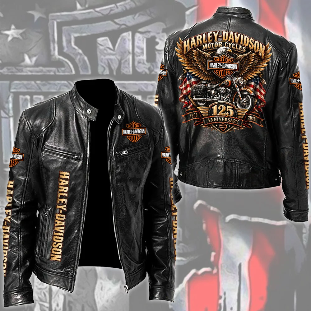 Harley Davidson 125th Anniversary Motorcycle Leather Jacket - TMTHU9960