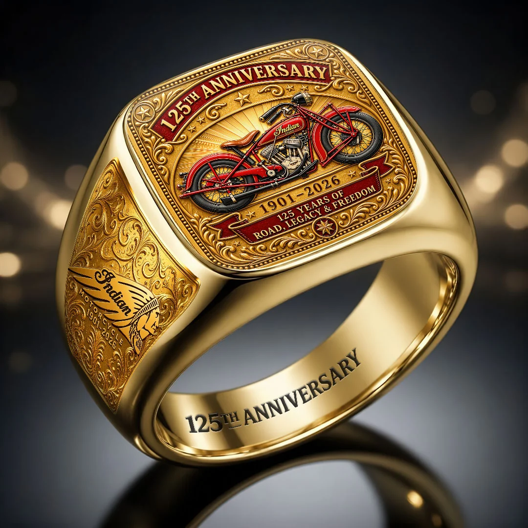 Indian Motorcycle 125th Anniversary 3D Engraved Ring - HOATT26741