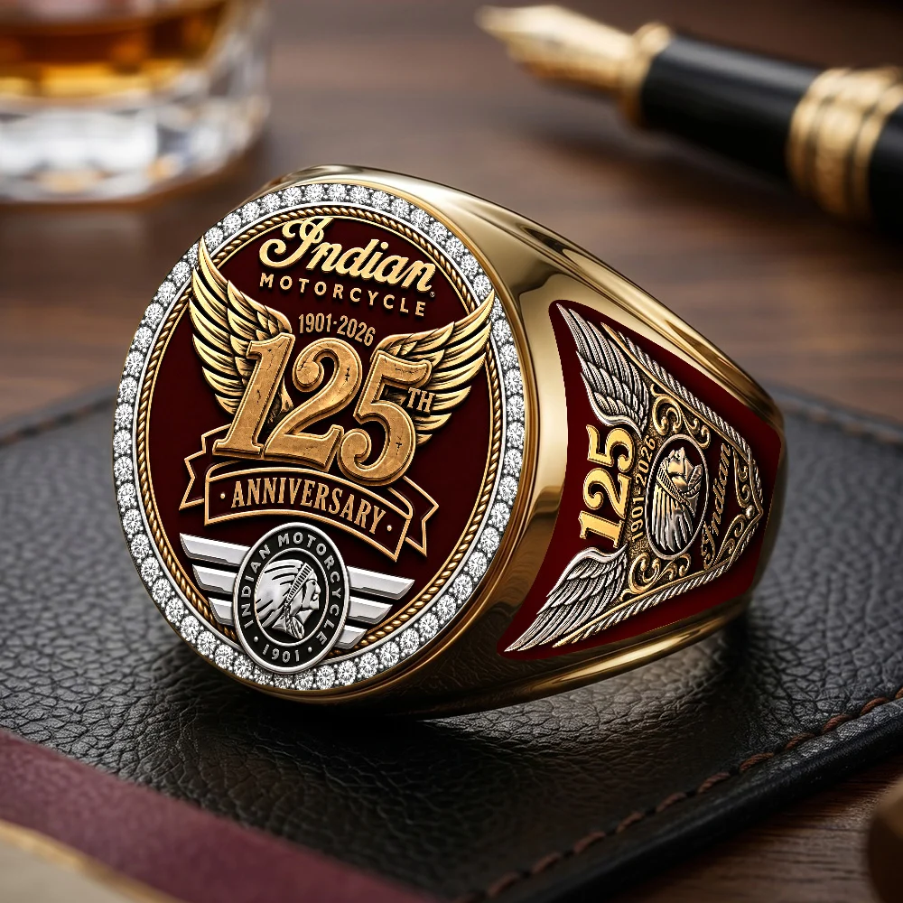 Indian Motorcycle 125th Anniversary 3D Engraved Ring - TMTHU9900