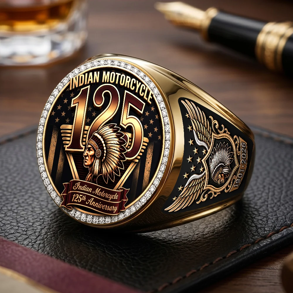 Indian Motorcycle 125th Anniversary 3D Engraved Ring - TMTHU9977