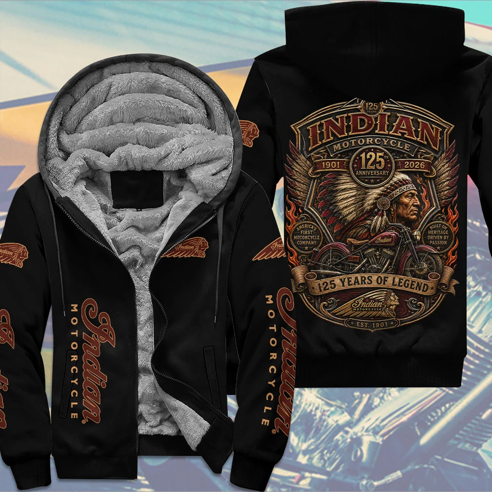 Indian Motorcycle 125th Anniversary 3D Fleece Zip Hoodie - TMTHU9789