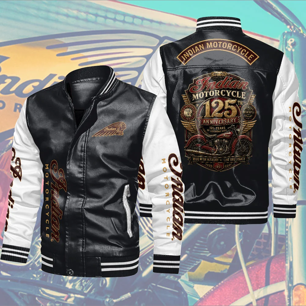 Indian Motorcycle 125th Anniversary Leather Bomber Jacket - TMTHU10009