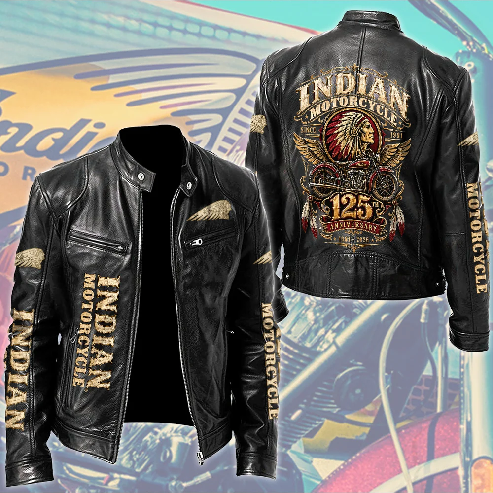 Indian Motorcycle 125th Anniversary Motorcycle Leather Jacket - TMTHU10029