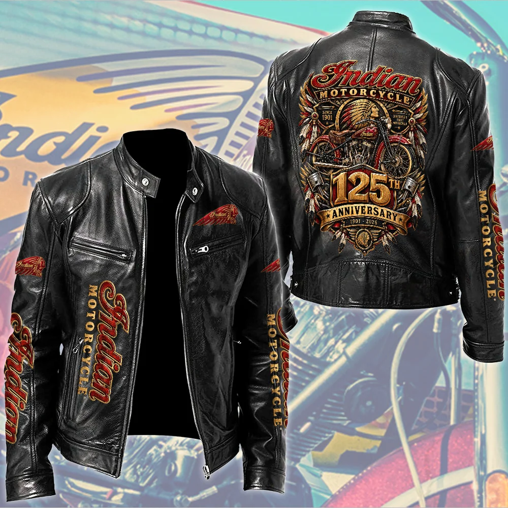 Indian Motorcycle 125th Anniversary Motorcycle Leather Jacket - TMTHU10030
