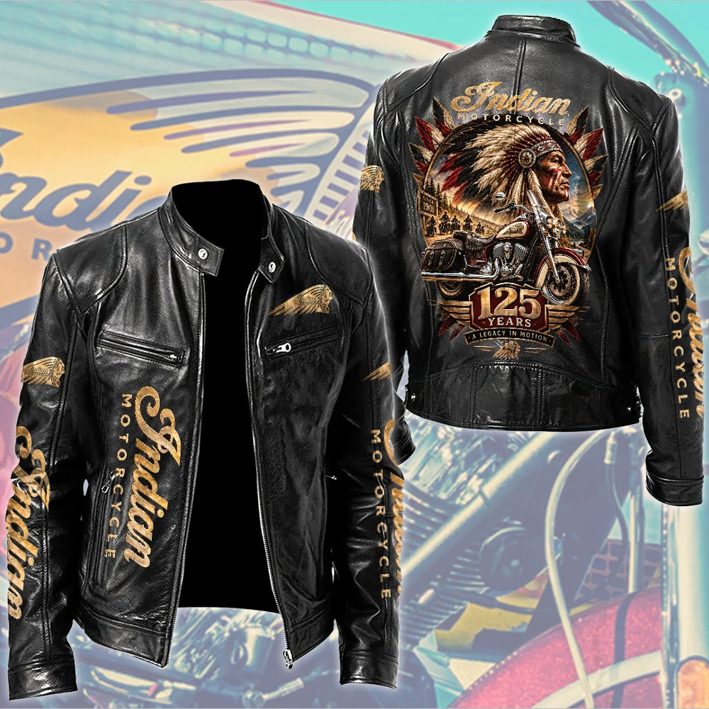 Indian Motorcycle 125th Anniversary Motorcycle Leather Jacket - TMTHU10045