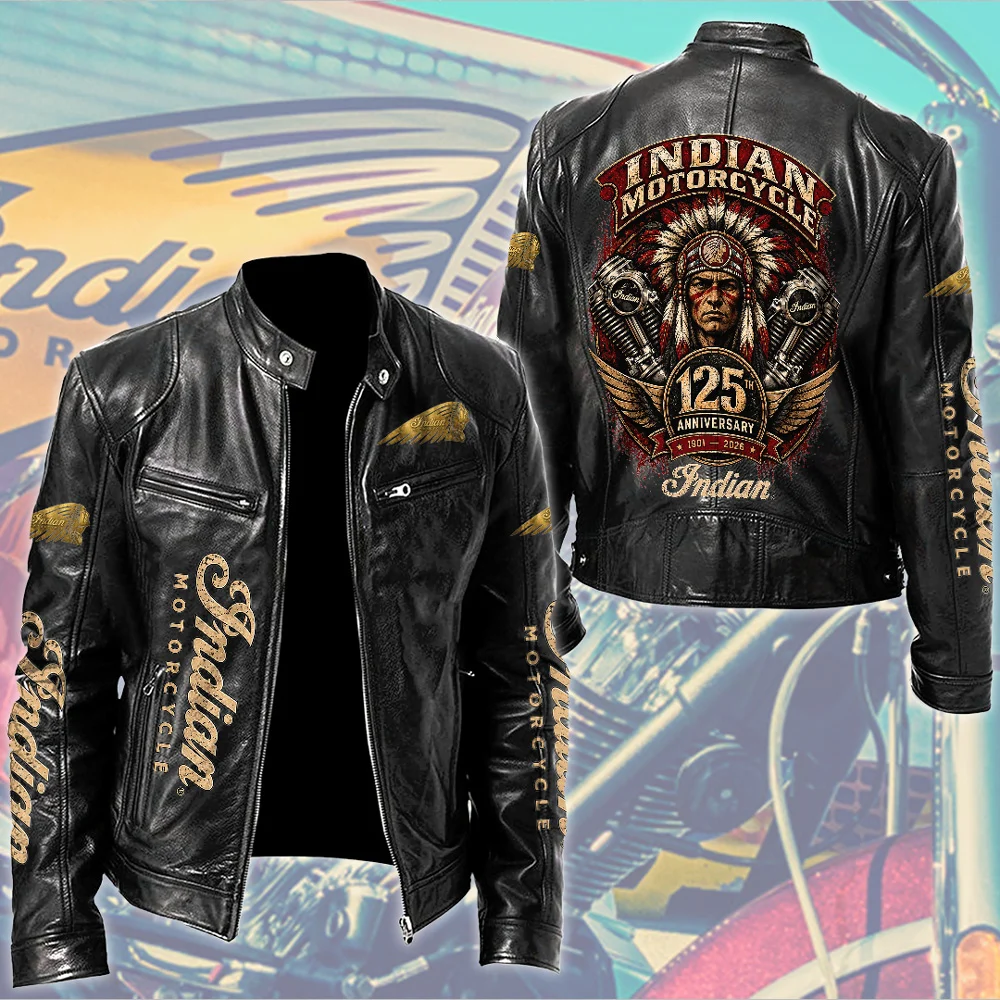 Indian Motorcycle 125th Anniversary Motorcycle Leather Jacket - TMTHU10047