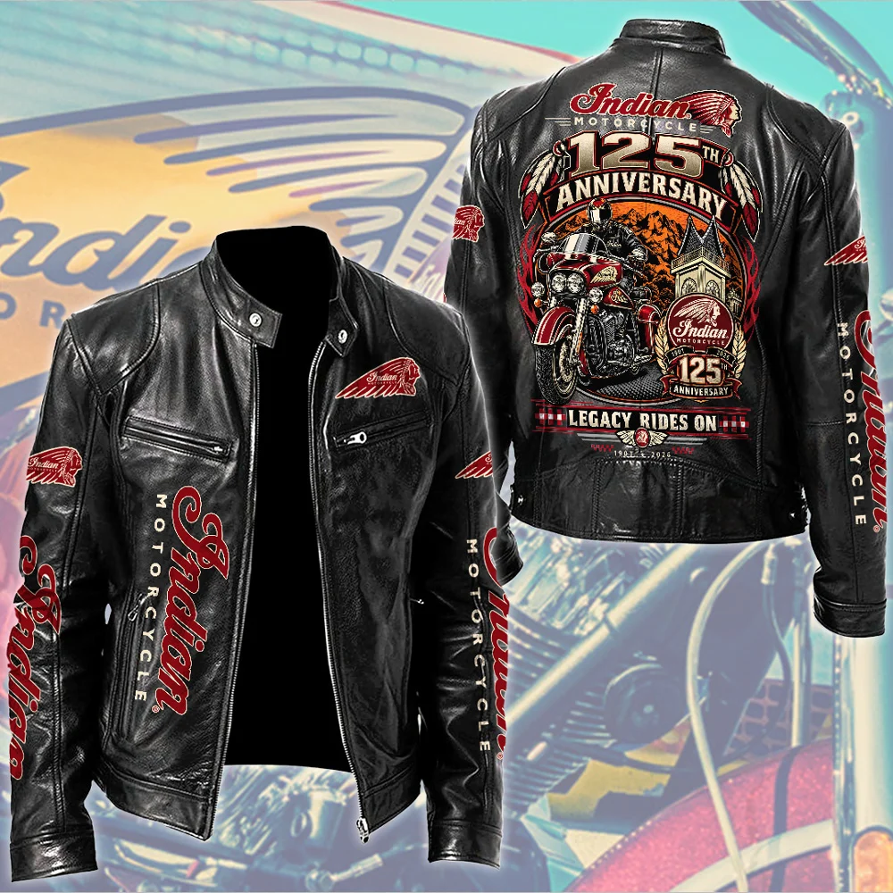 Indian Motorcycle 125th Anniversary Motorcycle Leather Jacket - TMTHU10081