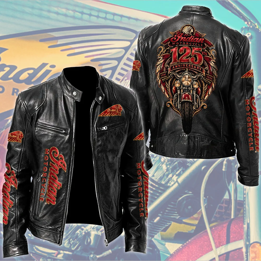 Indian Motorcycle 125th Anniversary Motorcycle Leather Jacket - TMTHU10093