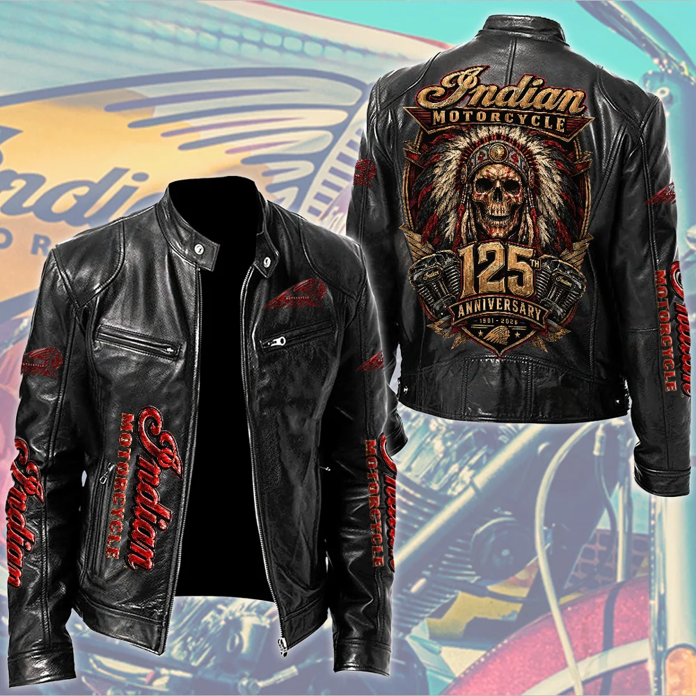 Indian Motorcycle 125th Anniversary Motorcycle Leather Jacket - TMTHU10118