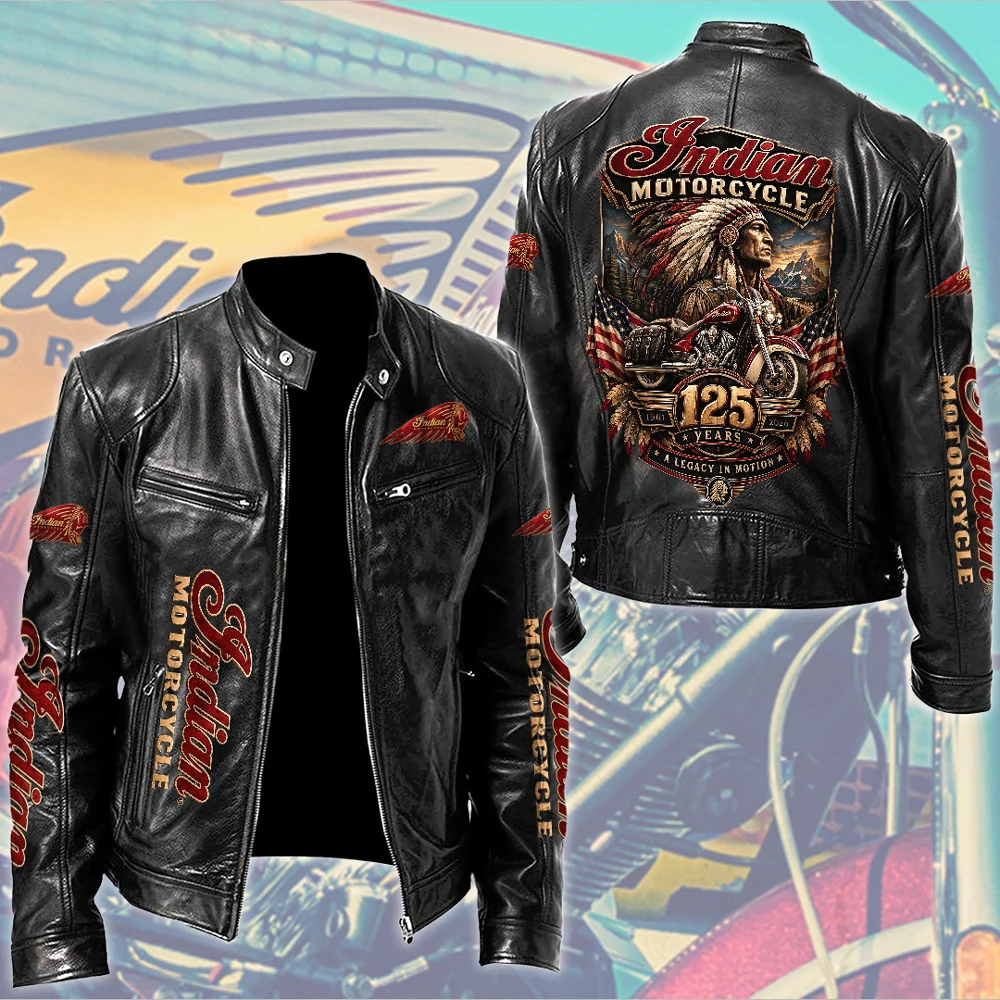 Indian Motorcycle 125th Anniversary Motorcycle Leather Jacket - TMTHU10146