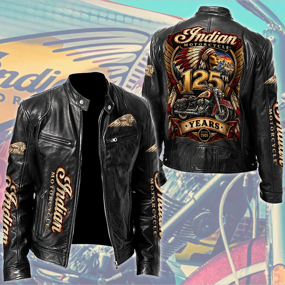 Indian Motorcycle 125th Anniversary Motorcycle Leather Jacket - TMTHU10160