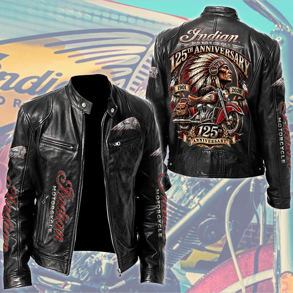 Indian Motorcycle 125th Anniversary Motorcycle Leather Jacket - TMTHU10190