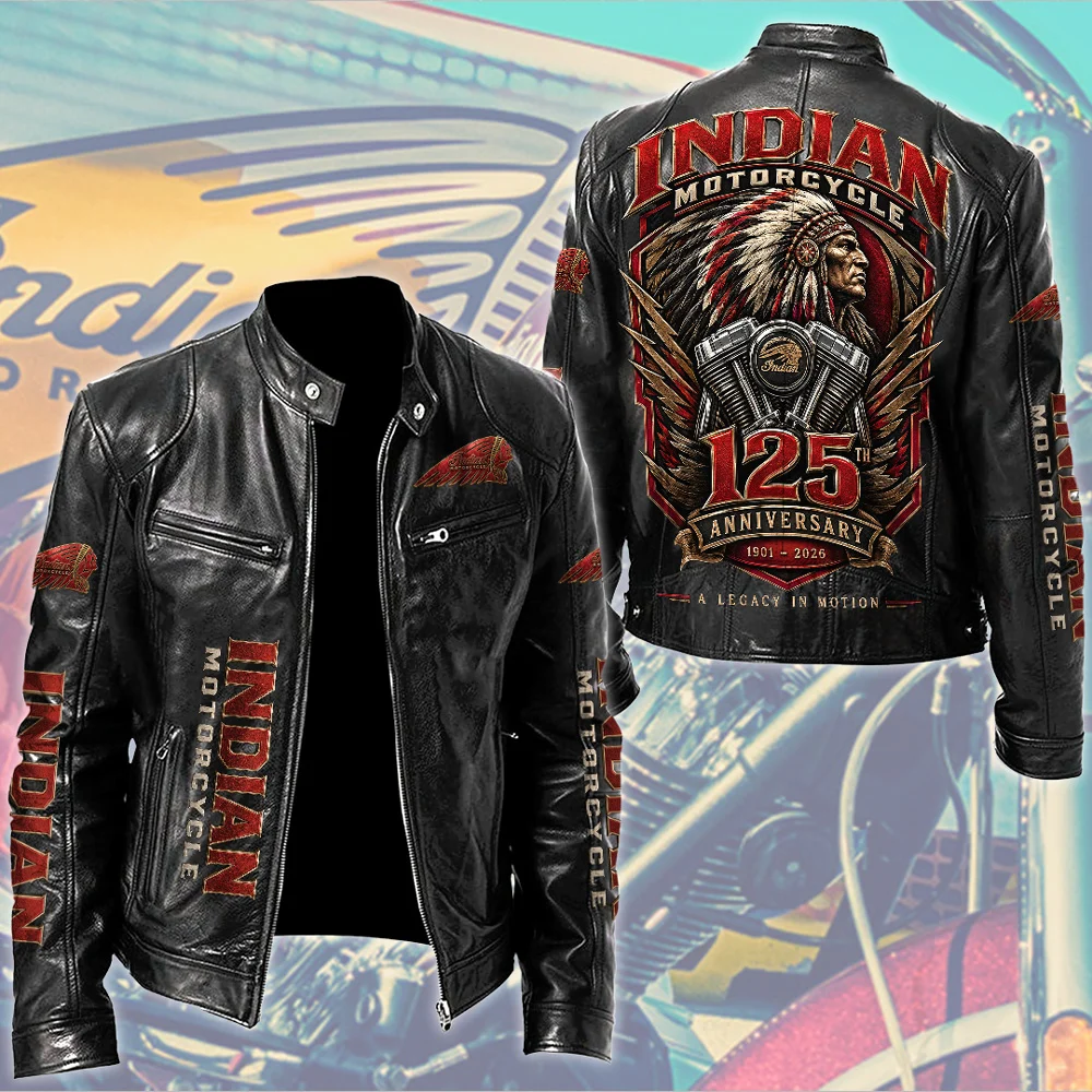 Indian Motorcycle 125th Anniversary Motorcycle Leather Jacket - TMTHU10191