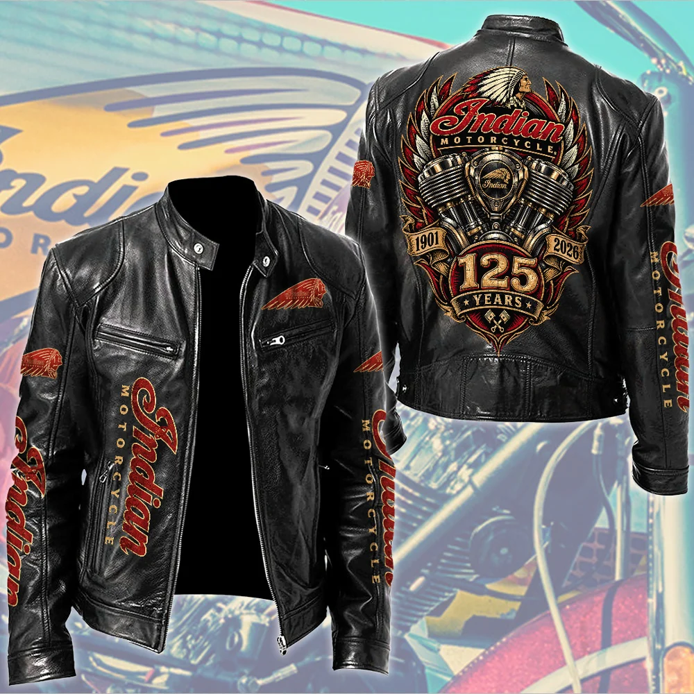 Indian Motorcycle 125th Anniversary Motorcycle Leather Jacket - TMTHU9958