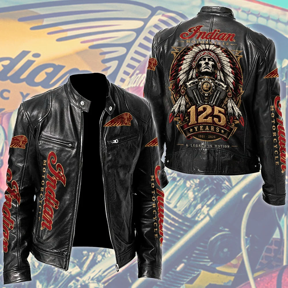 Indian Motorcycle 125th Anniversary Motorcycle Leather Jacket - TMTHU9982