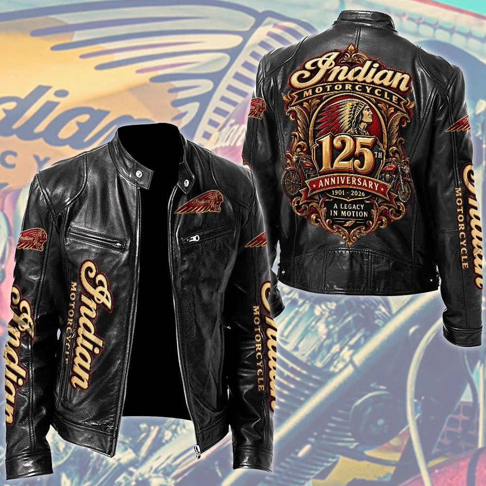 Indian Motorcycle 125th Anniversary Motorcycle Leather Jacket - TMTHU9983