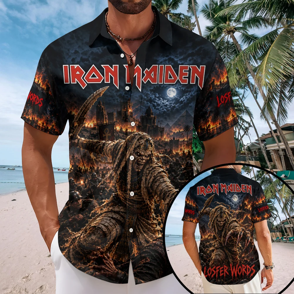 Iron Maiden Short Sleeve Button-Down Shirt - TMTHU9987