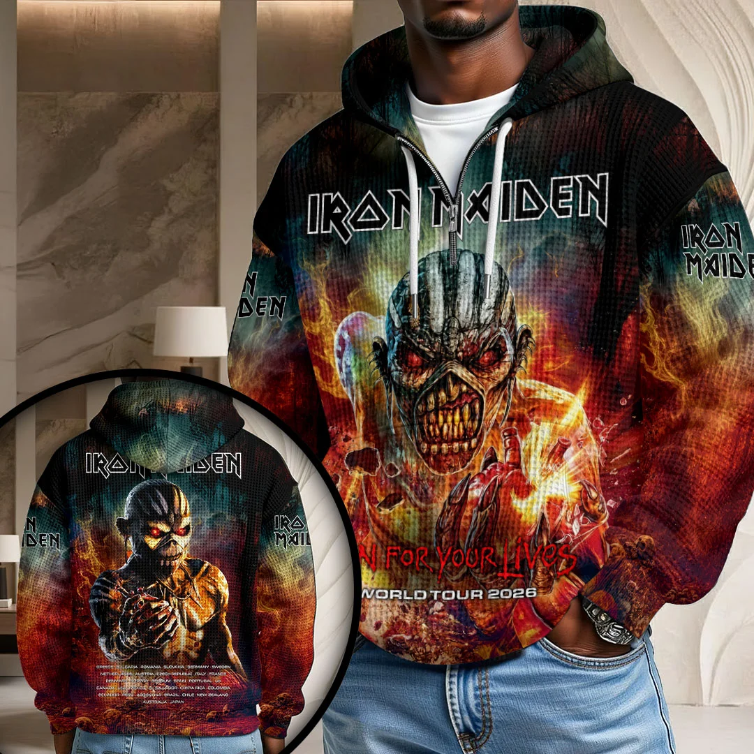 Iron Maiden World Tour 3D Unisex Waffle Hoodie - HOATT21410