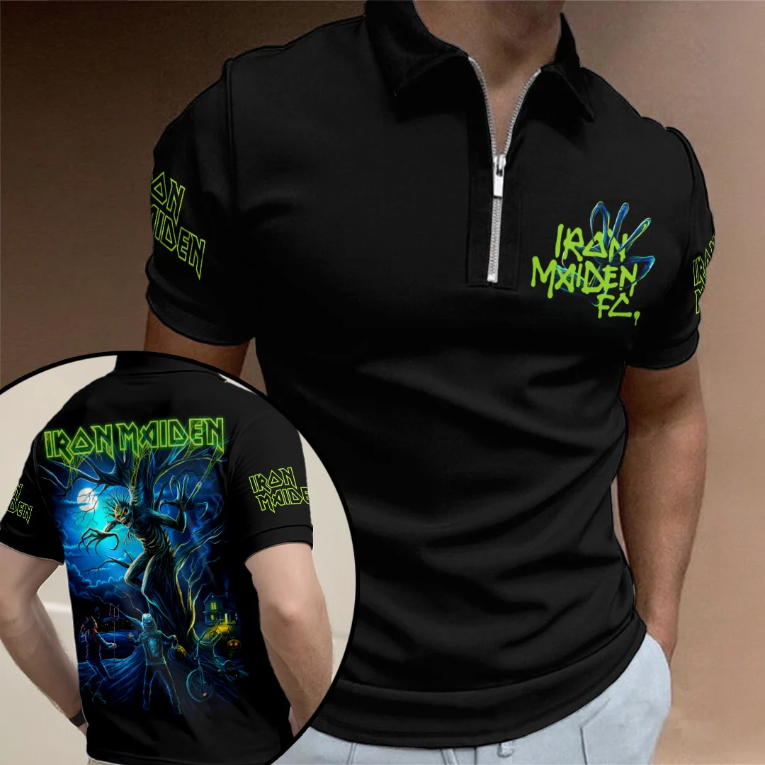 Iron Maiden Fear of the Dark Halloween Zip Polo Shirt - TANTN26002