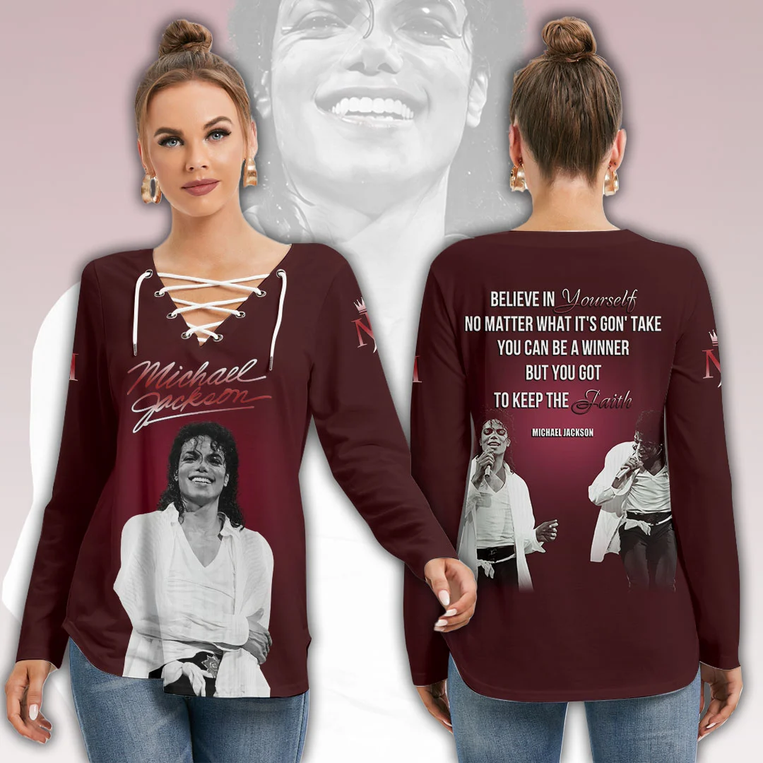 Michael Jackson Women’s Long Sleeve Neckline Tie Sweatshirt – HOATT21642