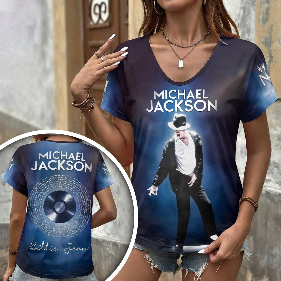 Michael Jackson 3D Women’s V-Neck T-Shirt - HOATT21641