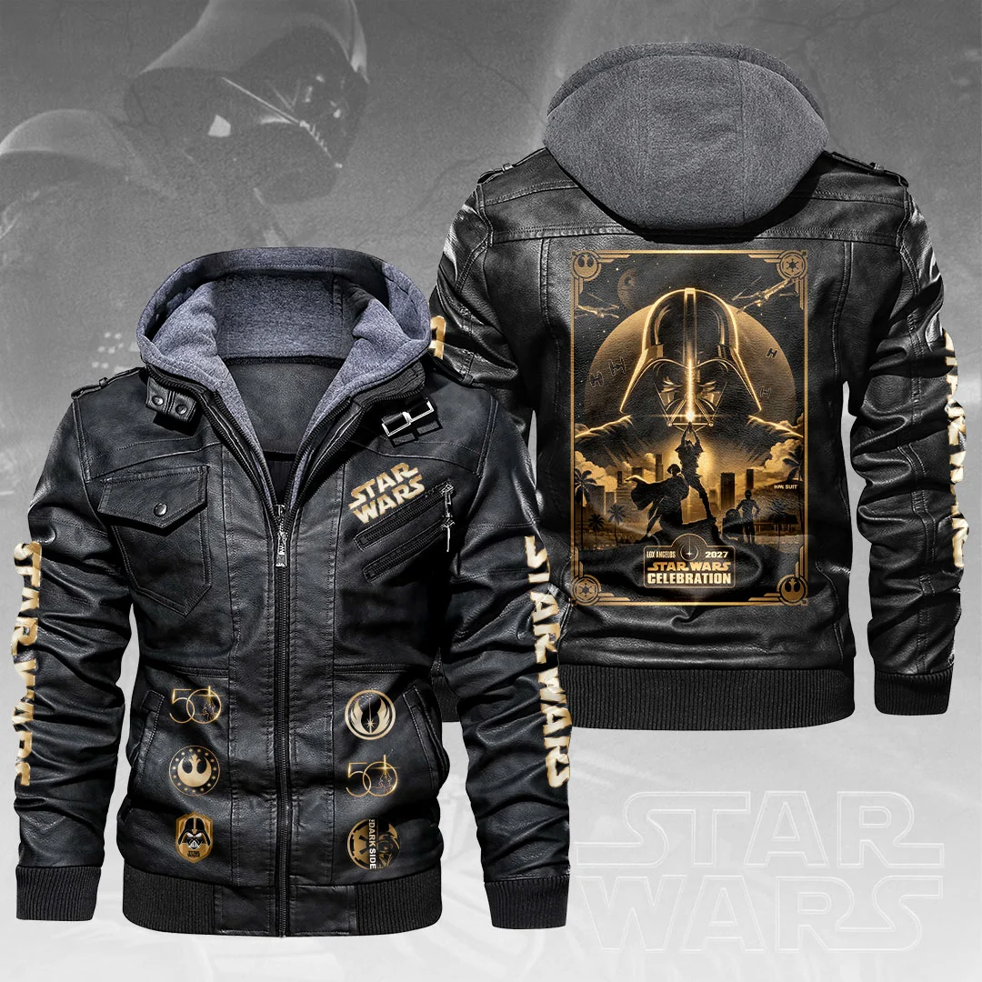 Star Wars 50th Anniversary 2027 2D Leather Hooded Jacket - TMTHU9820
