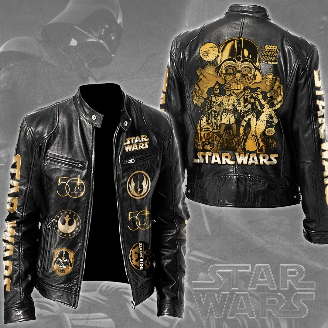 Star Wars 50th Anniversary 2027 Motorcycle Leather Jacket - TMTHU9662