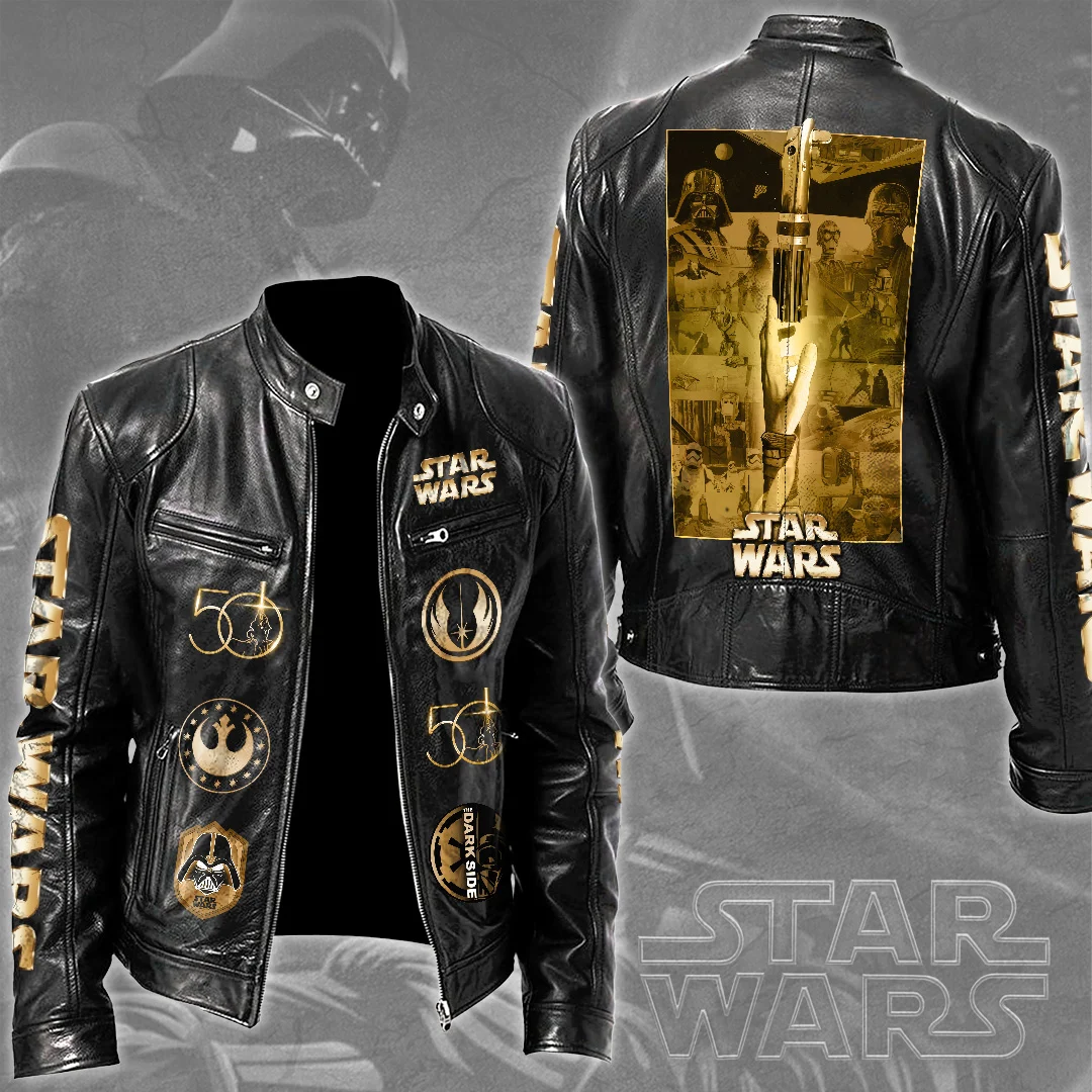 Star Wars 50th Anniversary 2027 Motorcycle Leather Jacket - TMTHU9821