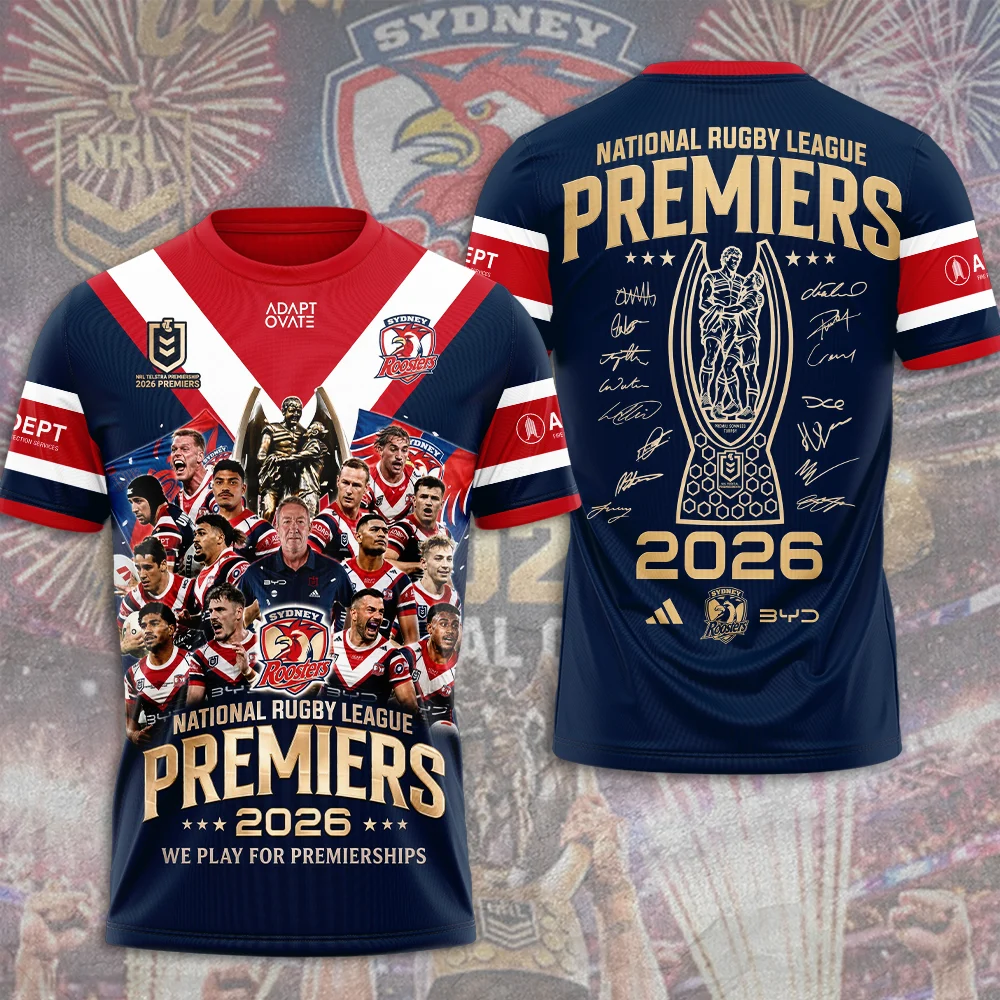 Sydney Roosters 2026 Premiers 3D Apparel - TMTHU9758