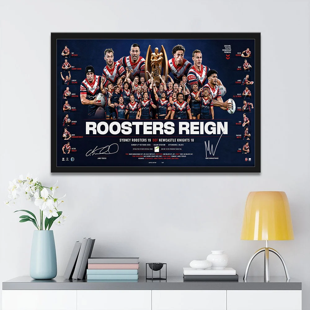 Sydney Roosters 2026 NRL Premiers Canvas With Inner Frame - TANTN25943