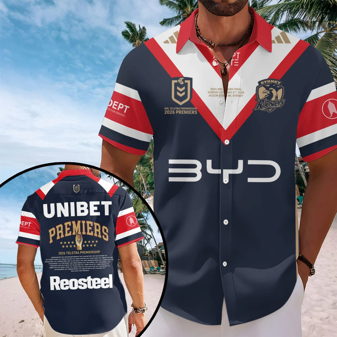 Sydney Roosters 2026 NRL Premiers Short Sleeve Button-Down Shirt - TANTN25938